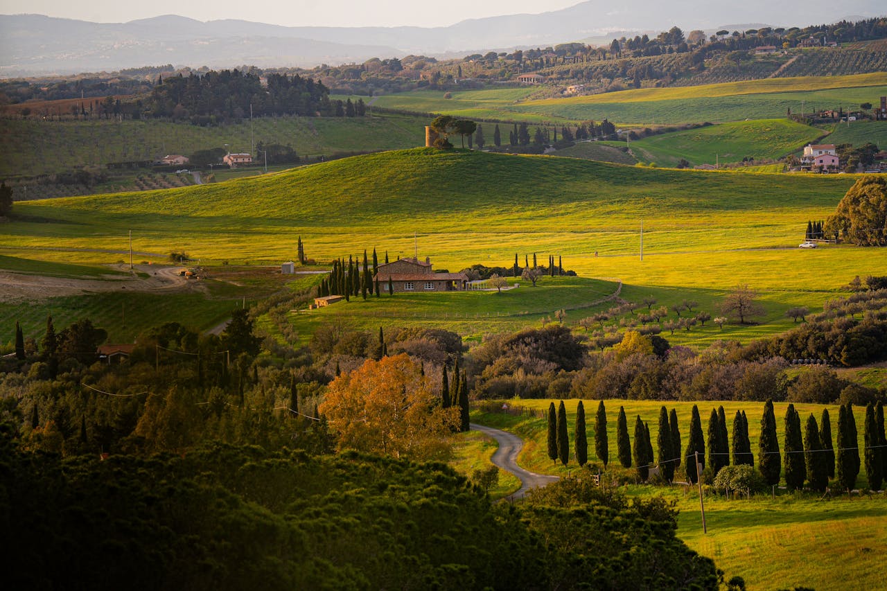 Crafting Captivating Headlines: Your awesome post title goes here Breathtaking aerial view of the rolling hills in Tuscany, Italy, during sunset.